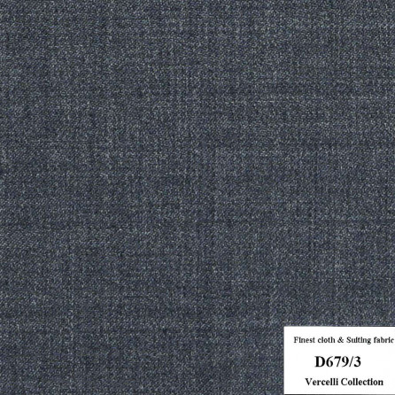 D679/3 Vercelli CXM - Vải Suit 95% Wool - Xanh Dương Trơn